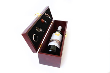 red wine in a gift box