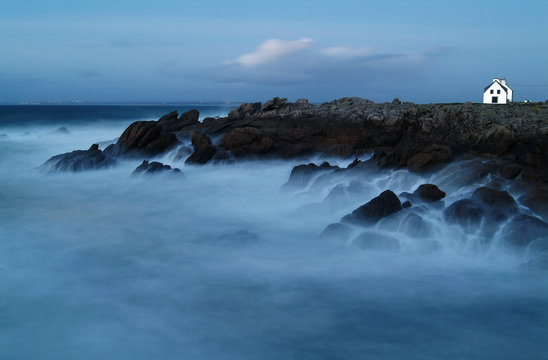 Small house at the seeside in brittany, europe.