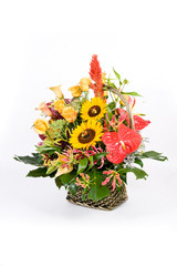 Beautiful flower decoration in basket
