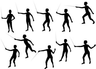 Naklejka premium fencing girl silhouettes
