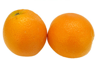 Two oranges on a white background