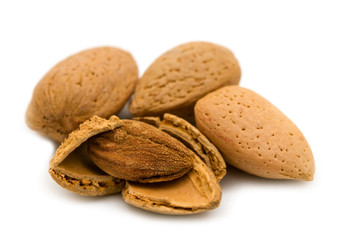 Almond on white background