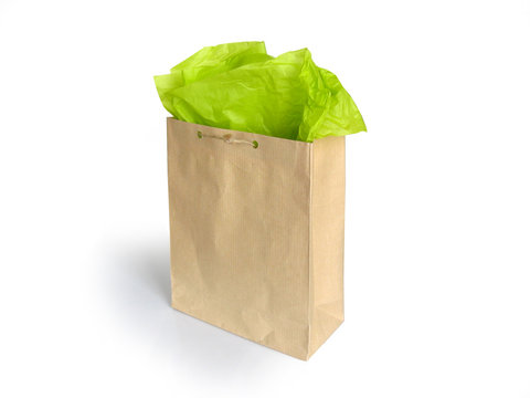 Shopping Bag With Green Paper