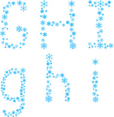 Three snowflake letters. Vector illustration.