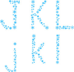 Three snowflake letters. Vector illustration.