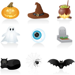 Set with Halloween icons