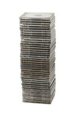 Stack of computer disks isolated on white background