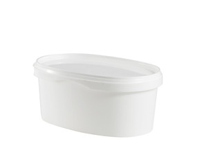 Closed white plastic container for paint or food
