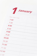 Calendar agenda, New year