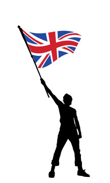 young man holding a flag of great britain