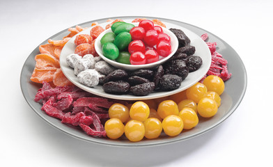 colourful sweet and sour titbit snack on dish