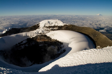 sleeping volcano crater of cotopaxi, ecuador