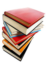 Stack of books isolated over white background
