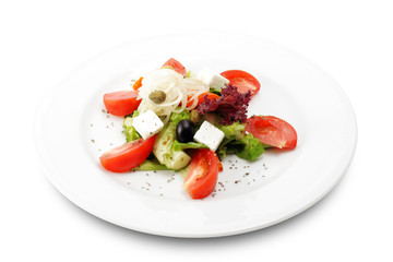 Salad with Tomato Isolated on White Background