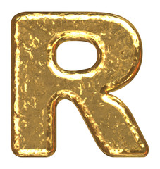Golden font. Letter R.