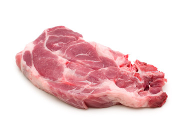 raw pork on white background