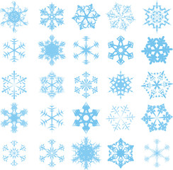 Blue snowflakes on a white background