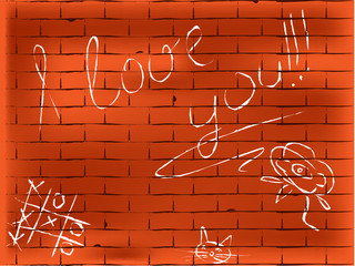 Vector abstract brick-wall. Hand drawn type