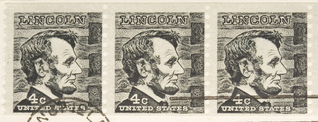 Fototapeta na wymiar Jest to Vintage 1966 Stamp Series Lincoln