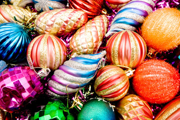 Colourful christmas decoration on a shiny background