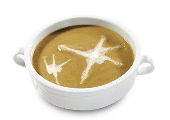 Cream of Mushroom Soup Isolated on White Background