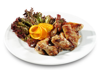 Grill Chiken Plate Isolated over White