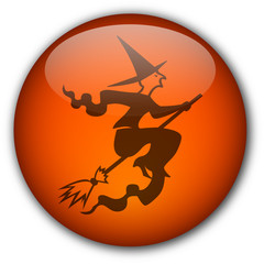 Halloween Button : Flying Witch