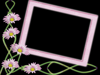 Rose frame with colour on black background