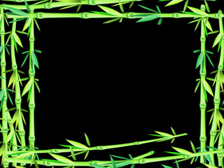 Green Bamboo frame on black background