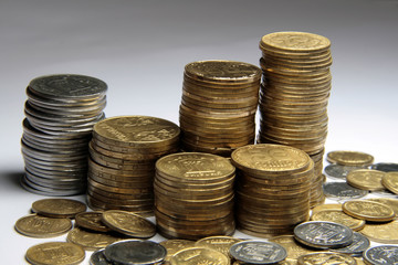 Various ukrainian coins, 50, 25, 10, 5, 2 values