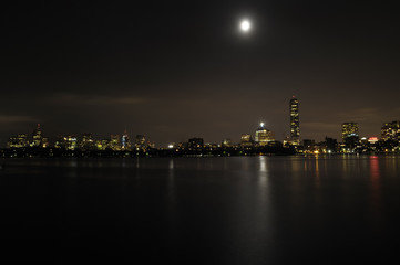 Boston skyline at night