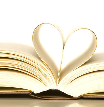 loving books (pages of book curved into a heart shape)
