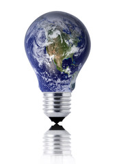 planet earth in a lightbulb (energy concept)