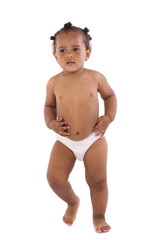 Baby girl with diaper a over white background