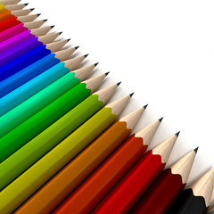 Close-up shot of Different colored pencils in diagonal position