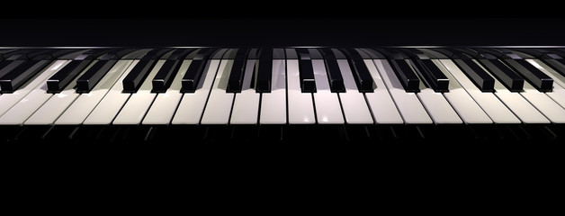 3D rendering of a piano keyboard taken horizontaly