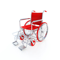 Fototapeta na wymiar 3D-rendering of a red wheelchair on a white background