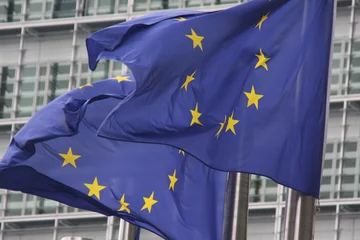 Photo sur Plexiglas Bruxelles Drapeaux Européens devant le Berlaymont