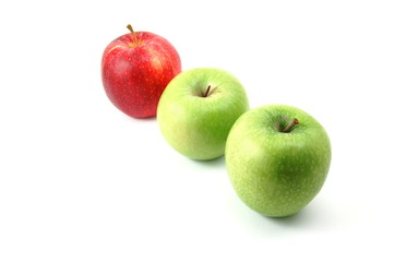 Red an green apples isolated on a white background