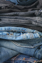 abstract background made of pile of jeans