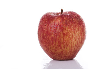 detail of a fresh and wet red apple