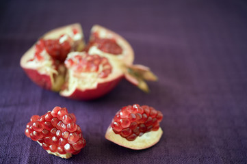 whole and slice of pomegranate still life SDF