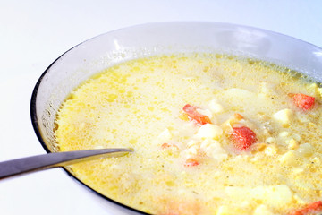 Vegetable soup in a bowl.