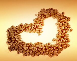 Heart made from coffee beans