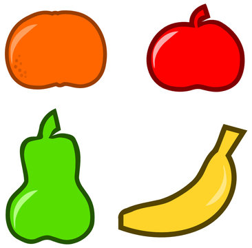 Set of four fruit icons