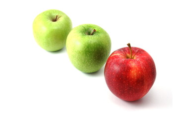 Red an green apples isolated on a white background