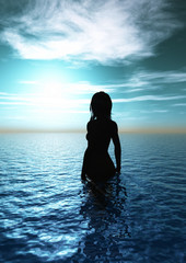 woman in the sea