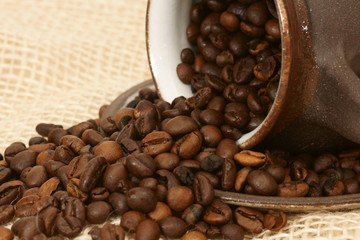 detail of coffee beans in cup