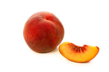 Fototapeta na wymiar peach with slice isolated on white background