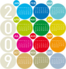 Colorful Calendar for 2009, in a circles theme